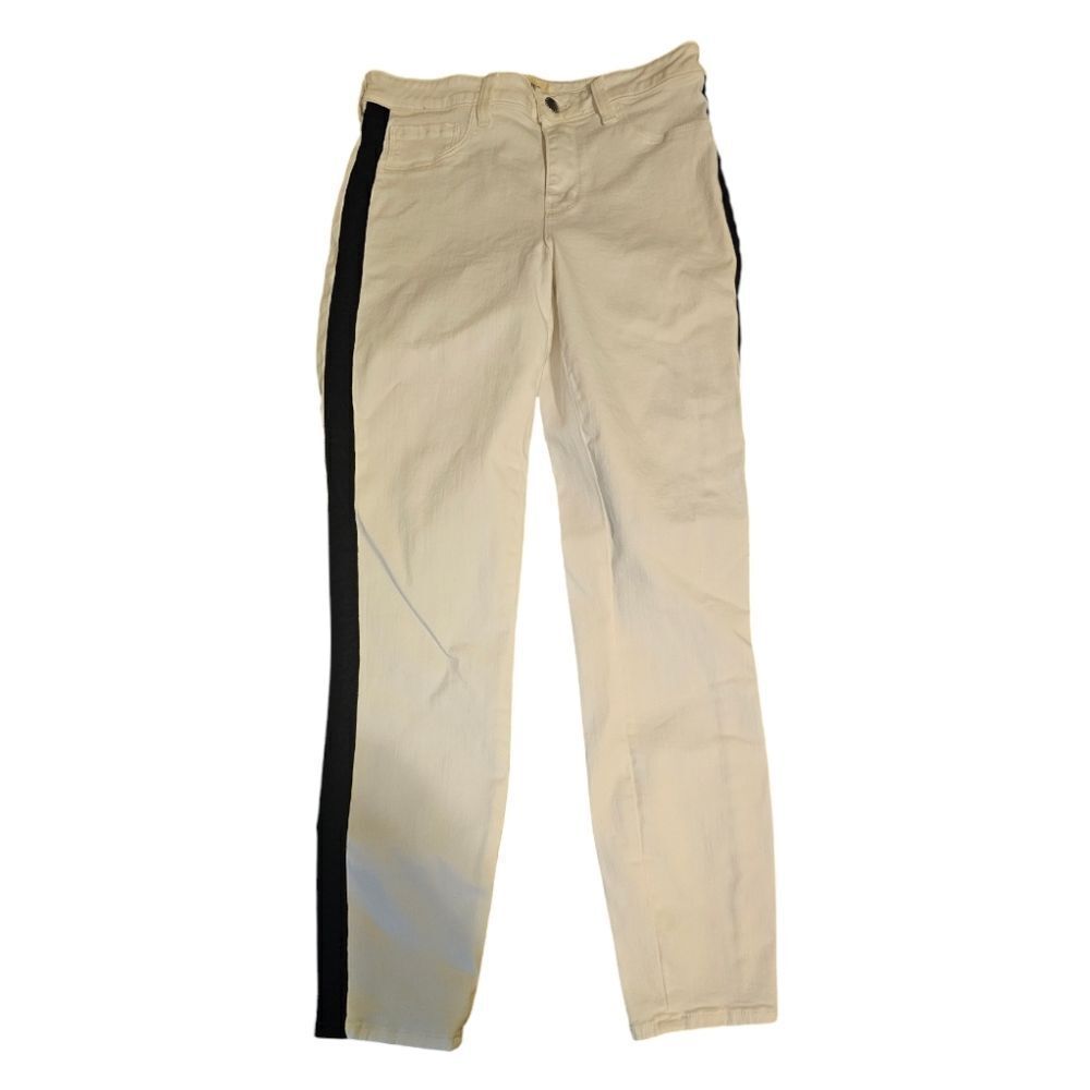 NWT L'AGENCE Margot White Black Tuxedo High‎ Rise Skinny Jeans - Size 28